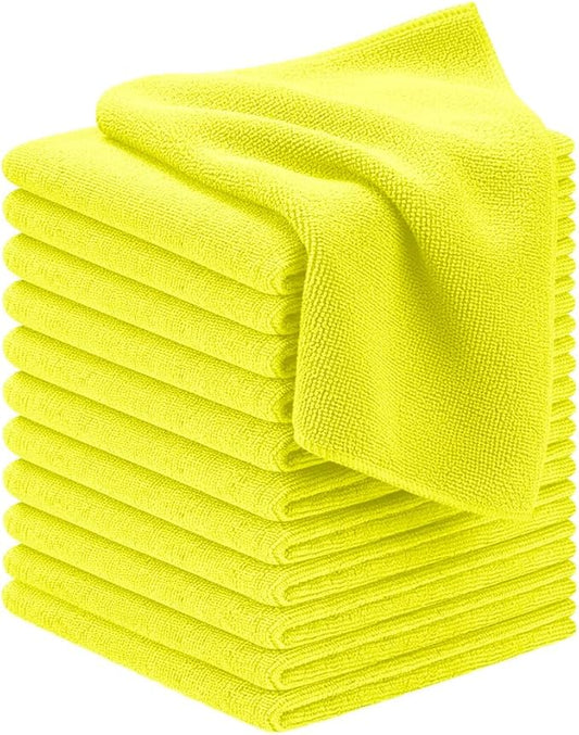 Avalon Towels Microfiber Cleaning Cloths (Value Pack of 12) - Size 12 x 12 Inches, Highly Absorbent Cleaning Rags, Lint Free, Reusable and Washable, Microfiber Towels for Cars