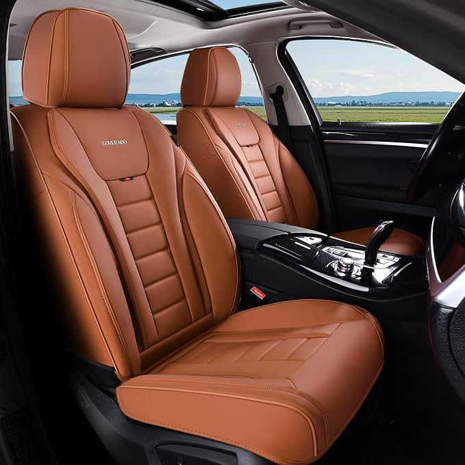 Coverado Car Seat Covers Full Set, Seat Covers for Cars, Front Seat Covers and Back Seat Cover Waterproof Leather Automotive Seat Cover, Universal Car Interior Protectors Cushion for Most Cars