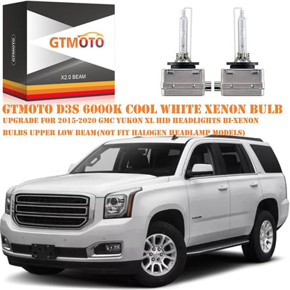 for 2015 2016 2017 2018-2020 GMC Yukon XL Acadia Denali Headlights | 13587843 D3S HID Headlamp Xenon Bulbs Premium Models Only, 6000K Cool Bright White D3SC1 35W Lights, 2 Pack