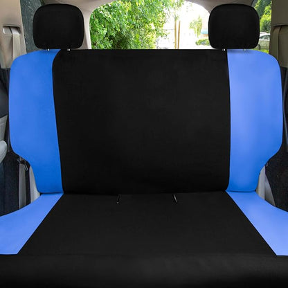 Universal Fit Chevron Flat Cloth Car Seat Covers Full Set - Blue