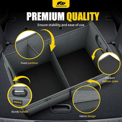 MIKKUPPA Car Trunk Organizer - 75L Collapsible Trunk Organizer for Groceries, Trunk Storage Organizers for SUV Auto Truck Van with Non Slip Bottom (Gray)