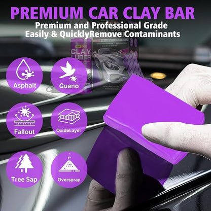 Car Clay Bars Auto Detailing 4 Pack 400g(4x100g) and Clay bar Lubricant Tablets 10 Pack(1pcs=16 oz) Clay bar kit, Spray Bottle and Microfiber Towel for Car Detailing