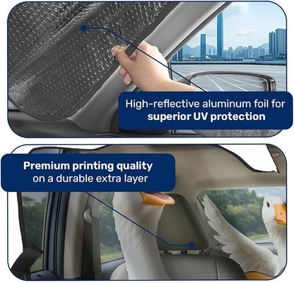 GENANY Silly Goose Windshield Sun Shade for Car SUV Truck (55x30 Inches), Front Window Visor for Windows, Protector Blocks UV
