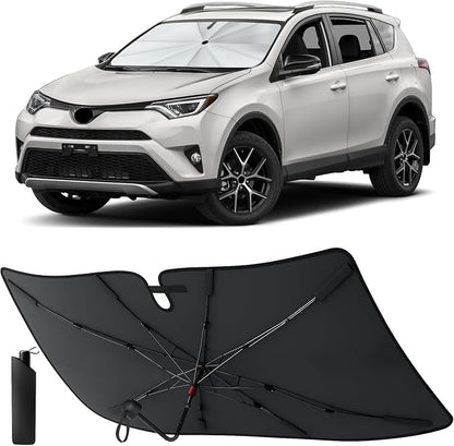 EcoNour Umbrella Foldable Windshield Sun Shade Fit for 2013-2016 2017 2018 Toyota RAV4 Sunshade, Front Car Window Shades Sun Visor, UV Protection, Heat Blocker, Car Accessories