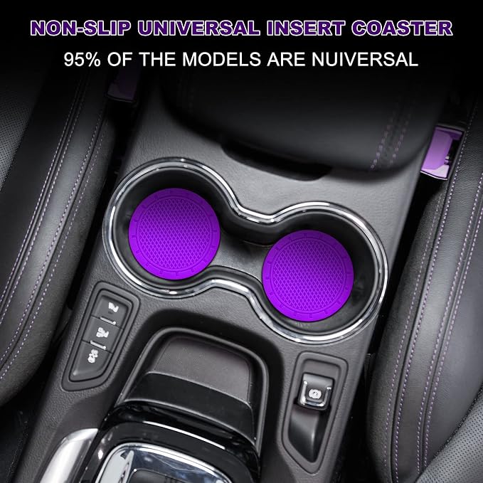 Frienda 25 Pack Universal Car Vent Trim Strips and Cup Mats Set 20 Pcs 16 Feet Air Conditioner Outlet Decor with Installation Tool 4 Pcs Non Slip Cup Holders Mats DIY Trim Accessories(Purple)