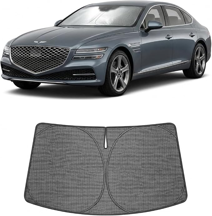 Proadsy Windshield Sun Shade Custom Fit Ford Mustang Mach-E 2021-2026 Ice Crystal Black Front Window Sunshade UV and Heat Blocker Foldable Visor Keeps Car Cooler for Summer Parking and Daily Use