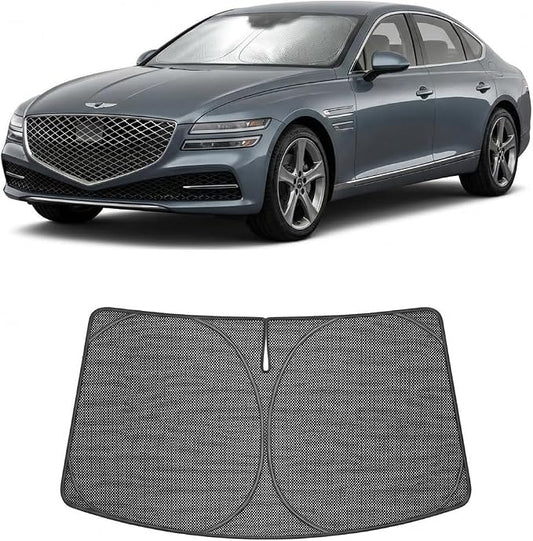Proadsy Windshield Sun Shade Custom Fit Ford Mustang Mach-E 2021-2026 Ice Crystal Black Front Window Sunshade UV and Heat Blocker Foldable Visor Keeps Car Cooler for Summer Parking and Daily Use