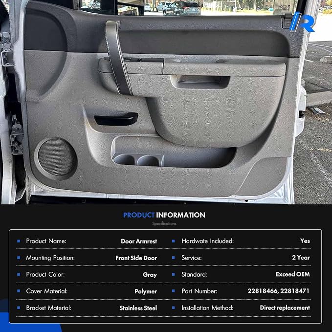 Left Driver & Right Passenger Side Armrest Repair Kit Fit for Chevy Silverado 1500 2500HD 3500HD 2010-2014 For GMC Sierra 1500 2500 HD 3500 HD 2010-2014 Door Panel with Release Handle Below Armrest