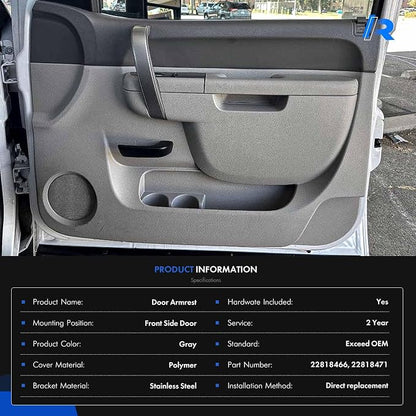 Left Driver & Right Passenger Side Armrest Repair Kit Fit for Chevy Silverado 1500 2500HD 3500HD 2010-2014 For GMC Sierra 1500 2500 HD 3500 HD 2010-2014 Door Panel with Release Handle Below Armrest