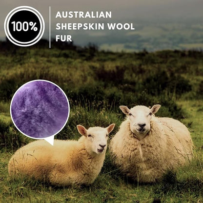 Andalus Brands Luxury Fluffy Car Steering Wheel Covers – Genuine Merino Sheepskin, Soft Fuzzy Car Steering Wheel Cover for Women, Universal 14.5-15" Size, Plush Fur Cute Auto Accessories, Purple
