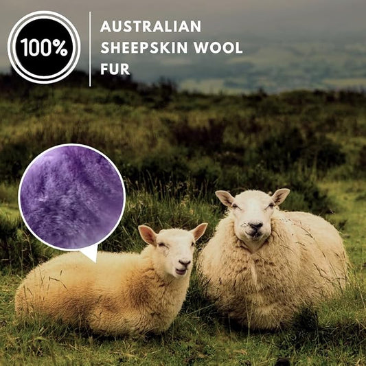 Andalus Brands Luxury Fluffy Car Steering Wheel Covers – Genuine Merino Sheepskin, Soft Fuzzy Car Steering Wheel Cover for Women, Universal 14.5-15" Size, Plush Fur Cute Auto Accessories, Purple