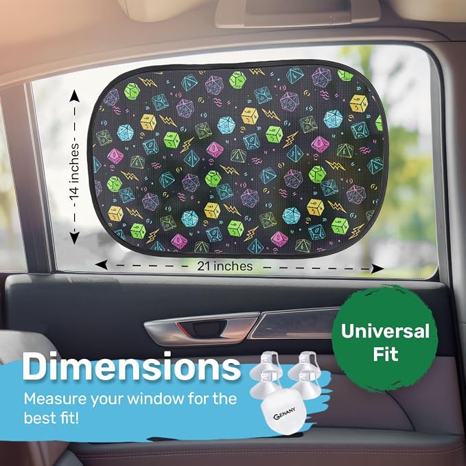 GENANY 2pcs Dragons Window Sun Shade for Sedan SUV Truck (21x14 Inches), Sun Shades for Side Window, Accessories for Kids, Baby Window Shades, Summer Car Decor