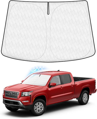 KUST Windshield Shade Custom Fit for Nissan Frontier 2022 2023 2024 2025 2026 Car Accessories Sun Shade Front Windshield Sun Visor Foldable Thicker 5-Layer Block Sun UV Rays