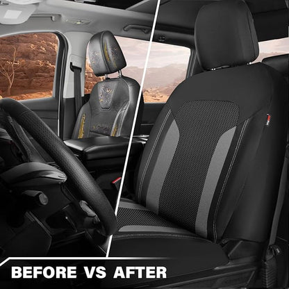 CAR PASS 3D Air Mesh Car Seat Covers Front Seats Low Back Bucket, Breathable Sporty Mesh in Summer Airbag Compatible Universal Fit 95% Automotive SUV,Truck,Sedan Interior Protector, Black Gray 2PCS