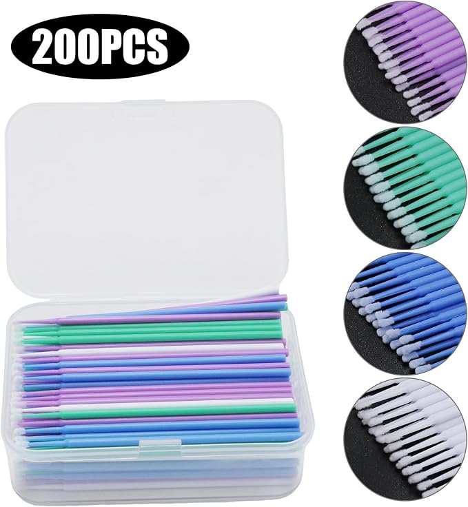 200 Pcs Automotive Touch Up Paint Brushes,Disposable Micro Paint Chip Repair Applicators for Automotive Paint Detailing, Stone Chips,Scratches(1.0, 1.3, 1.8, 2.5MM, Multi)