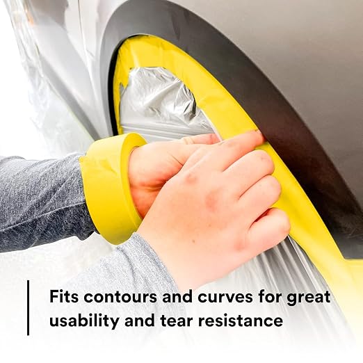 3M Automotive Refinish Masking Tape, 36 mm x 55 m, Yellow, 24 Pack – High-Performance Tape for Precise Auto Painting and Detailing