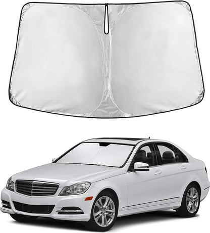 EcoNour Windshield Sunshade Compatible for Mercedes Benz C Class 2008-2012 2013 2014, Sun Visor for Front Windshield & Window Sun Shade Cover, UV Heat Blocker & Protector, Car Accessories
