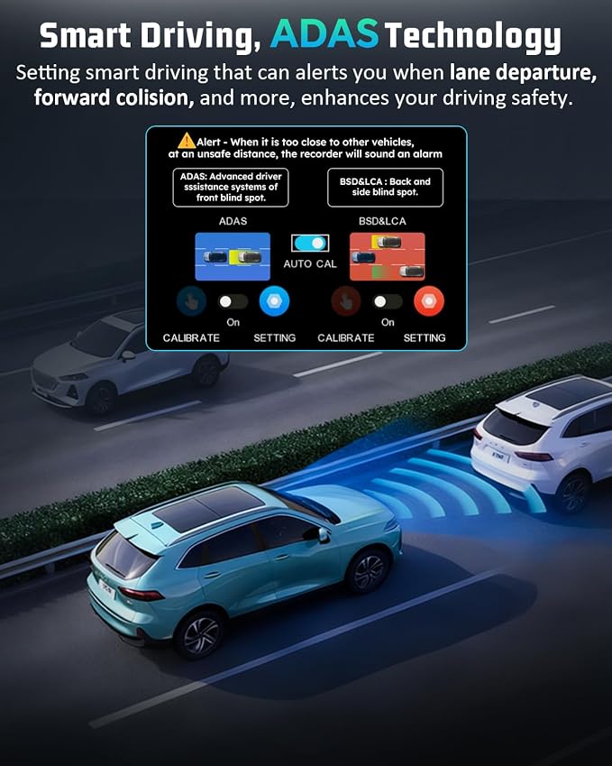 4K Dash Cam, 4K+2K Dash Cam Front and Rear W/ 5GHz WiFi & APP Control 64GB Included, 3.2" IPS Screen Car Dash Cam W/ 24H Parking Monitor, G-Sensor Night Vision, Loop Recording