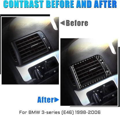 AIRSPEED for BMW E46 1998-2006 Center Console Side Air Vent Trim Cover Carbon Fiber Interior Trim Accessories, Black