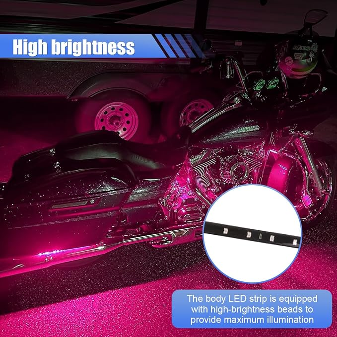 6PCS Car LED Light Strip for Underbody - 1Ft 12V Flexible Waterproof Car Underglow Strip Auto Interior & Exterior Decoration Light - High Brightness LED Strips for Motorcycle Boat (Pink)