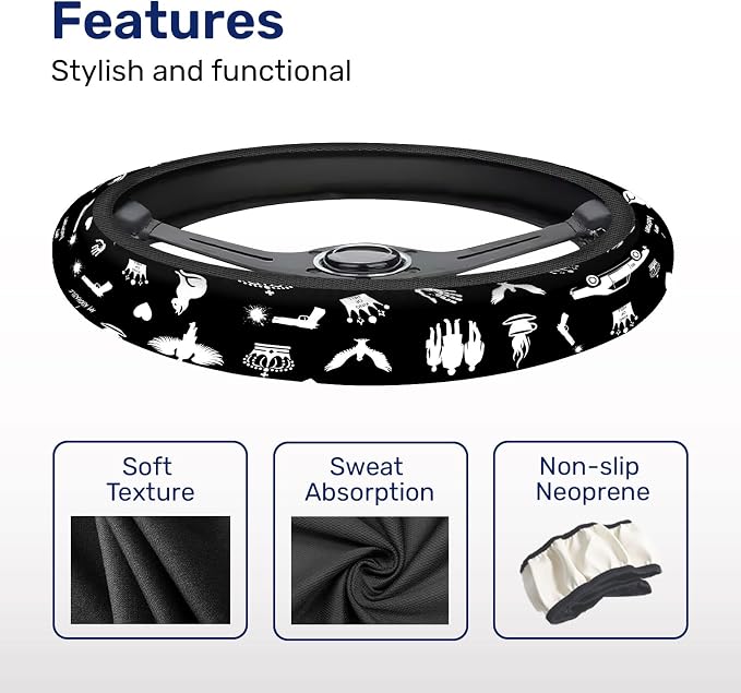 GENANY Mystic Energy Steering Wheel Cover, Non Slip Polyester Car Wheel Protector for Car SUV Truck, Universal 15 Inch