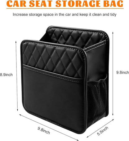 Car Seat Back Organizer, Foldable Leather Auto Backseat Hanging Storage Pocket, Multipurpose Large Capacity Seat Back Hanging Bag for Most Vehicles, Car Accessories