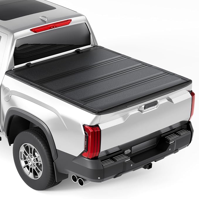 Low Profile Hard Folding Aluminum Truck Bed Tonneau Cover Compatible with 2022-2026 Toyota Tundra 5' 6" Bed w/OE Rail System (66.7"), Quad-Fold Style