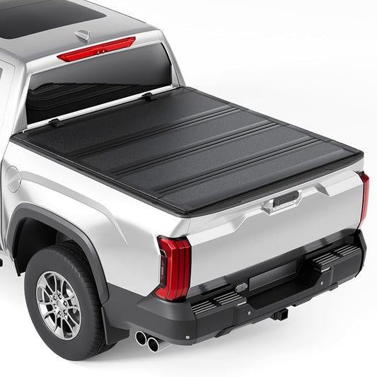 Low Profile Hard Folding Aluminum Truck Bed Tonneau Cover Compatible with 2022-2026 Toyota Tundra 5' 6" Bed w/OE Rail System (66.7"), Quad-Fold Style