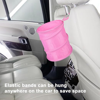 Car Trash Can, 2 Packs Mini Car Garbage Can, Collapsible Trash Bin | Pop-Up Trash Can for Car Front Back Seat, Portable Car Trash Bag Hanging for Vehicle SUV Rv Truck Accessories Interior, Pink