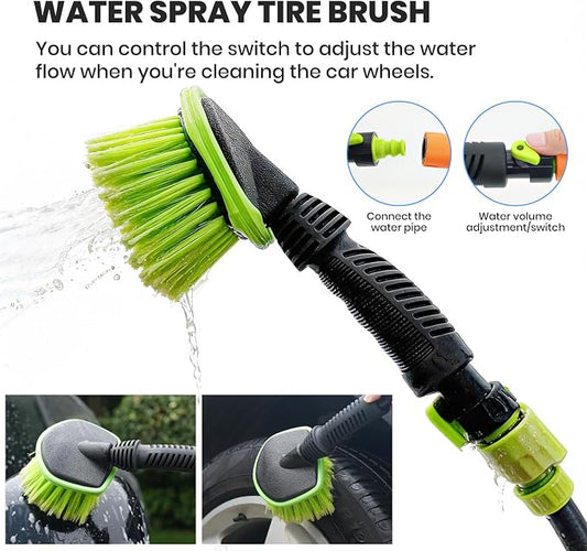 Car Detailing Kit Exterior, Car Wash Brush Kit with Long Handle 10pcs Set, Car Windshield Cleaner, Professional Car Care kits, Car Detailing Brush Set, Car Cleaning Drill Brush Kit with Extension Pole