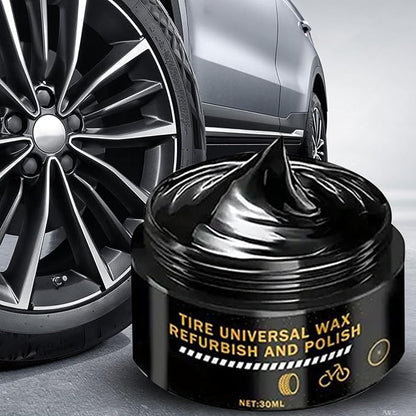 Tire Wax - Wheel Shine Paste, Rim Polishing Cream | Car Detailing Dressing Solution Bike Rubber Restoration Cleaner surfece treatmant Outdoor Gloss Finisher Auto Maintenance Product Use