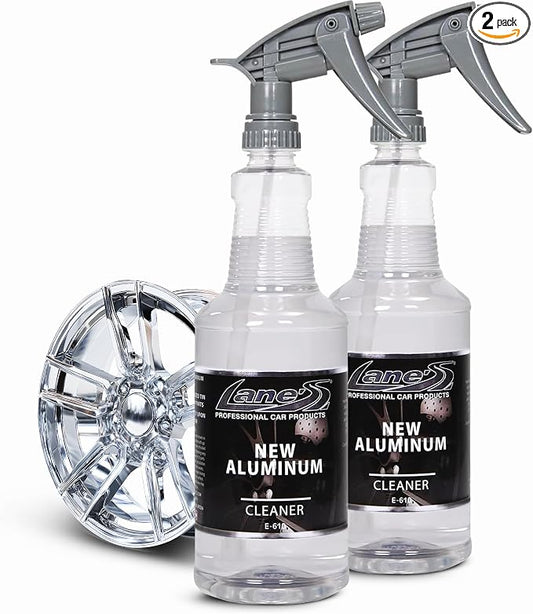 LANE'S New Aluminum Car Wheel Cleaner | Acid Rim Cleaner and Brightener | Brake Dust, Oxidation & Rust Remover for Motorcycles, Cars, Trucks | Shines & Eliminates Hard Scrubbing | 32oz, 2 Pack