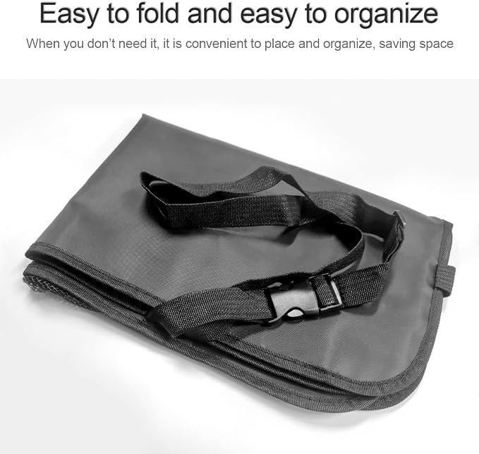 Black Oxford Fabric Car Backseat Storage Caddy, 25 x 19 Inches, 9 Compartments, 11 Inch iPad Holder