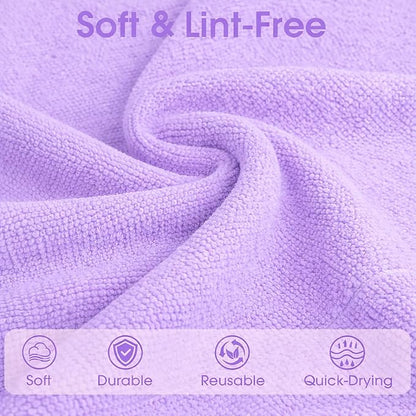 Microfiber Cleaning Cloth Roll - 100 Pack Tear Away Microfiber Paper Towels, Reusable, Washable, Scratch-Free, Kitchen Towels for Car, Home, Kitchen, Glass, Dishes (Light Purple)