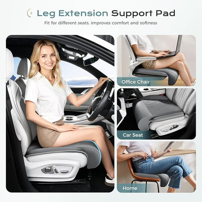 Coverado Car Seat Leg Support Cushion, Leather Car Seat Extender, Universal Leg Extender Cushions for Long Driving, Waterproof Leg Extension Support Pad Car Seat Cushions for Most Cars (Update,Gray)