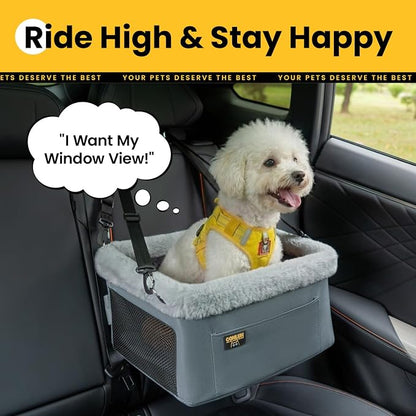 Conlun 2-Pack Dog Car Seat Boosters for Small Pets Under 20lbs, Portable Travel Puppy Car Seats with Internal Steel Frame, Comfort Cushions & Storage Pockets, Grey