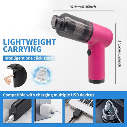 Portable Car Vacuum Cordless,2-in-1 Blow Suction Handheld Cleaner with Multi-Nozzles, Rechargeable Mini Vacuum for Car, Home, Office, Pet Hair, Sofa, Keyboard.