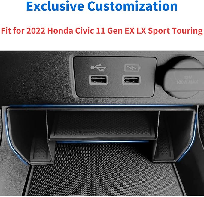 2024 2023 Civic Center Console Organizer Tray for 2023 2022 Honda Civic 11th Gen Sedan Hatchback LX EX Sport Civic 2022 Accessories Civic 2023 Central Console Organizer Insert Tray
