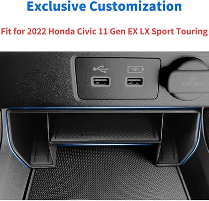 2024 2023 Civic Center Console Organizer Tray for 2023 2022 Honda Civic 11th Gen Sedan Hatchback LX EX Sport Civic 2022 Accessories Civic 2023 Central Console Organizer Insert Tray