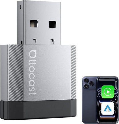 OTTOCAST Mini Nova 2 in1 Wireless CarPlay Android Auto Adapter 2026, Plug & Play USB Dongle, Fast Auto Connect, 5GHz Stable Connection, for OEM Wired CarPlay/Android Auto Cars