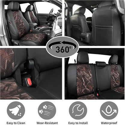 EKR Tacoma Seat Covers Custom Fit for Toyota Tacoma (Only for Hybrid) 2024 2025 2026 Double cab TRD Sport/TRD Off-Road/Limited/Trailhunter-Truck Seat Cover Full Set,Faux Leather(Black/Reed Camo)