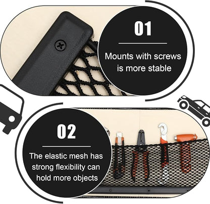 Frienda 2 Pcs Boat Storage Net Bag, ABS Plastic Car Framed Mesh Net Holder, Phone & Cargo Organizer with Screws for Auto, Rv, Boat, Pontoon, Truck Pocket Storage (32 x 8 Inch)
