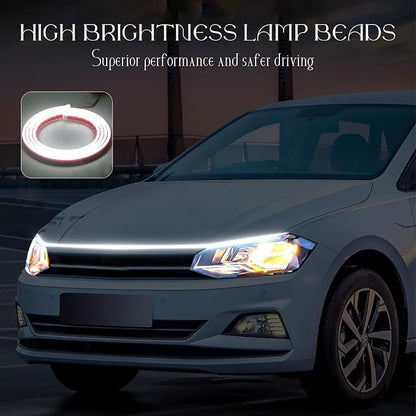 Car Hood Light Strip, 59 Inches Waterproof Flexible LED Strip, Dynamic Scan Start Up Car Daytime Running Lights, Universal Auto Exterior Decor Accessories for Most Vehicles (white, 59 Inches)