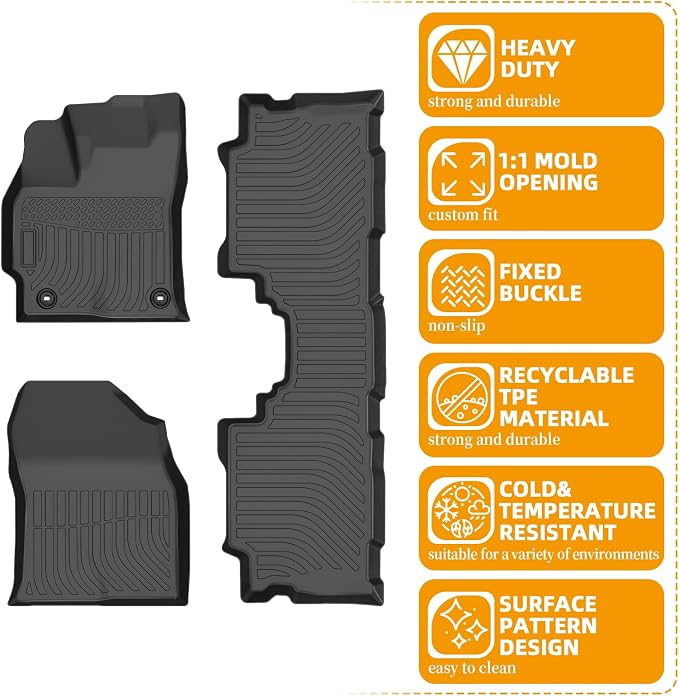 Floor Mats for Toyota Prius V 2012 2013 2014 2015 2016 2017, Prius V Floor Mats, 1st & 2nd Row TPE Non-Slip Waterproof Summer Winter