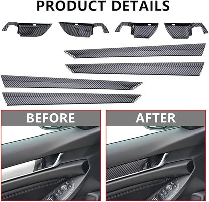 20 Pcs Carbon Fiber Interior Kit, Gear Shift Panel Cover AC Air Vent Cover Side Door Panel Strip Cover Steering Wheel Cover Compatible with Honda Accord 10th Gen 2018-2022