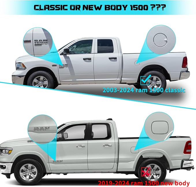 Truck Bed Tonneau Cover Compatible with Dodge Ram 1500 Classic(2002-2026), 2500&3500(2003-2026) 6.4 ft Standard Box w/o Rambox, Soft Roll Up Style, NOT for 19-24 1500 New Body