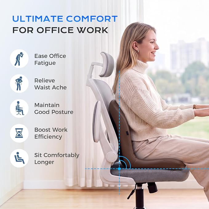 Coverado Car Seat Cushion and Lumbar Support Pillow One Piece, Napa Leather Memory Foam Ergonomic Back Support Driving Seat Cushion for Back Pain, Non-Slip Washable Cushion for Car, Driver, Office