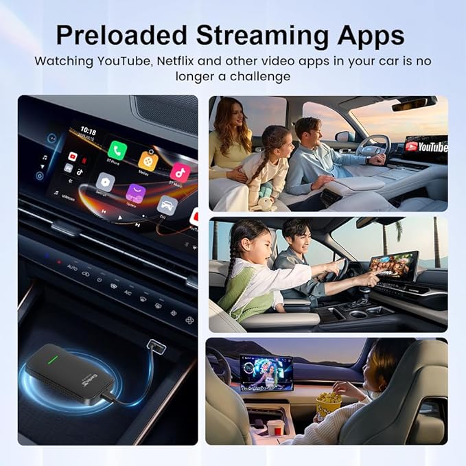Carlinkit Wireless CarPlay & Android Auto Adapter CP2A PRO 3-in-1 Android(2+16G) System for OEM Wired CarPlay Cars, Support Netflix/You Tube/TikTok Lite, with USB-A/C from 2016 & iOS 10+/Android 11.0+