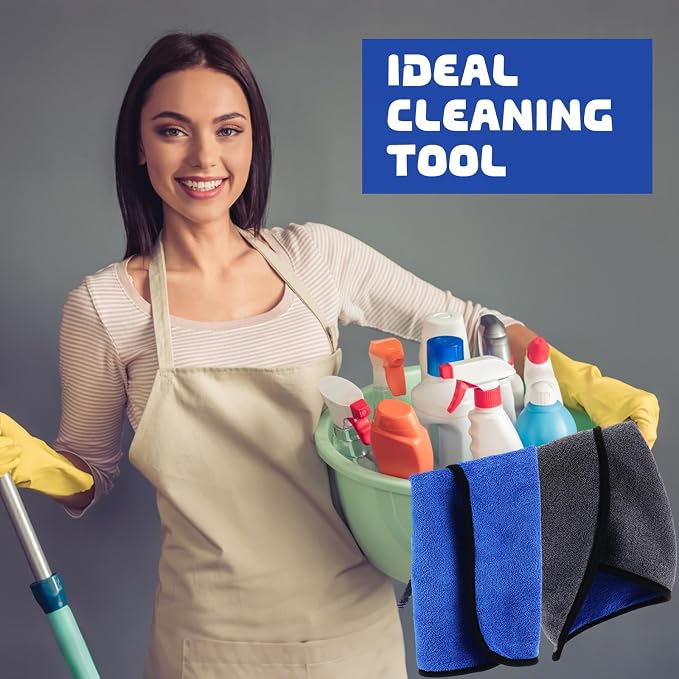 Tallew 50 Pcs Microfiber Towels:16"x16" Microfiber Drying Towels Bulk Micro Fiber Car Cleaning Cloth for Cars Drying Washing Polishing Office Windows Cleaning Household Supplies (Blue,Gray)
