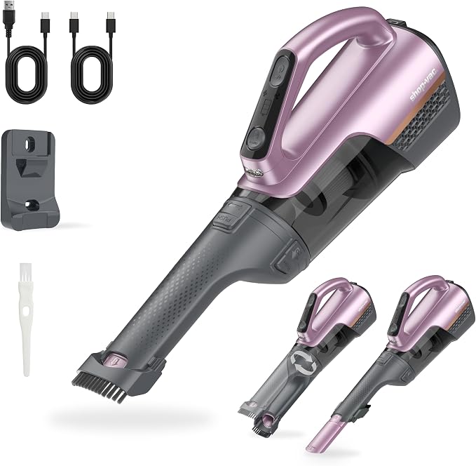Shop-Vac S4 20V Handheld Vacuum Cordless with Brushless Motor, Rotatable Nozzle, Dual-Speed Powerful 16000 Pa Suction Portable Vacuum for Home & Pet Hair, Wall-Mounted, LED Light, Purple